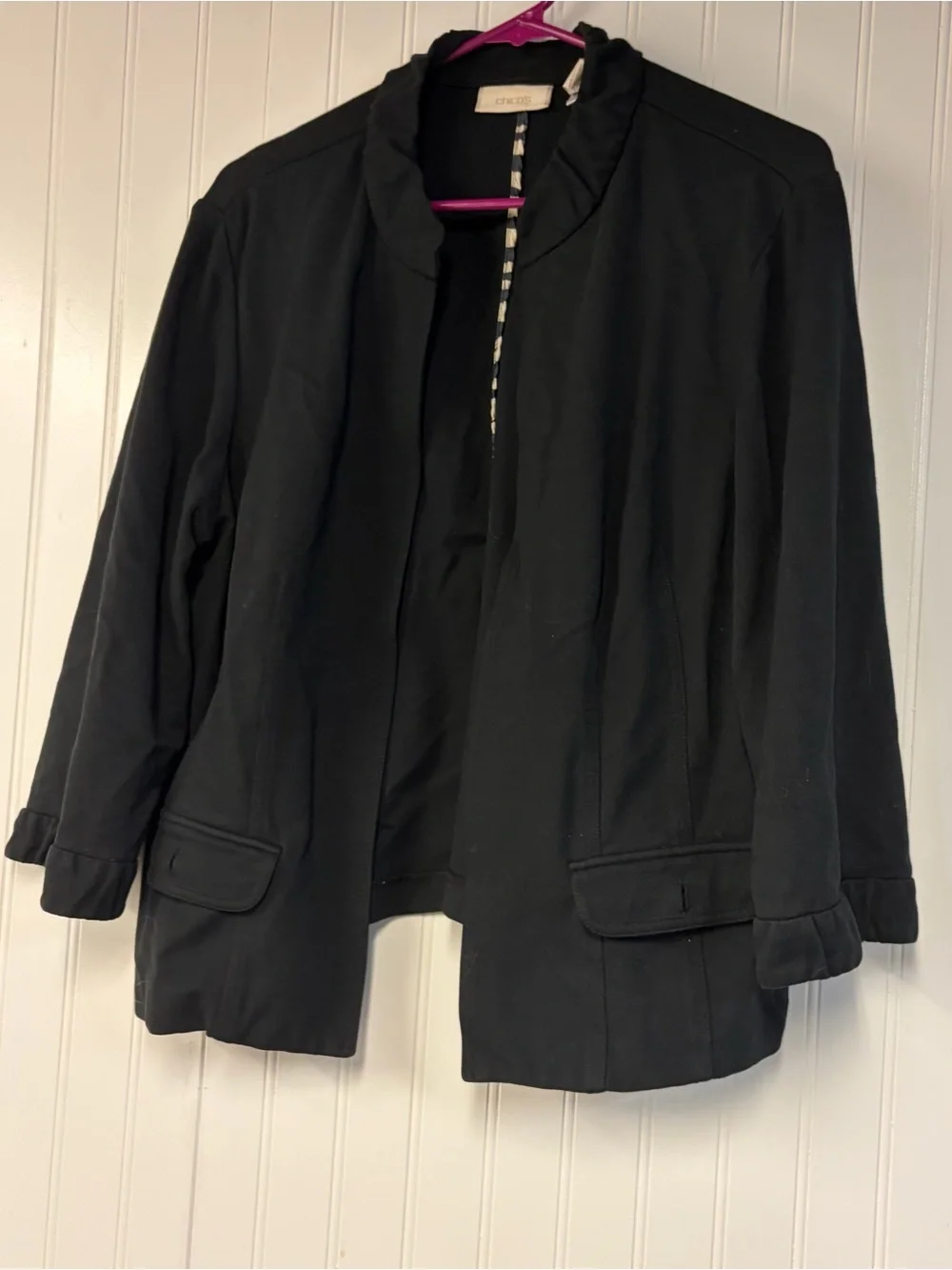 Chico's Black Open-Front Blazer Jacket Size 2 Large